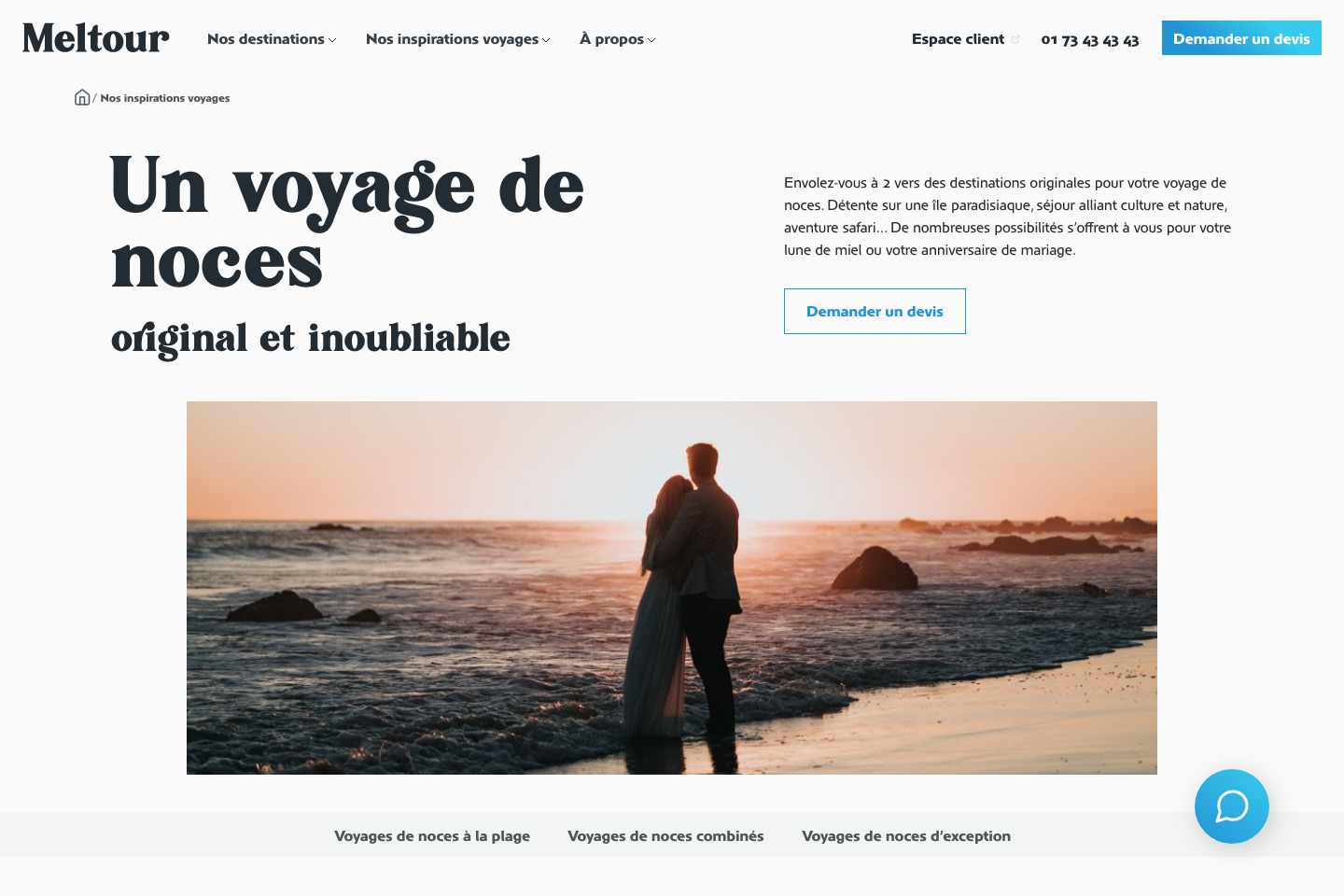 Screen de la maquette meltour agence de voyage
