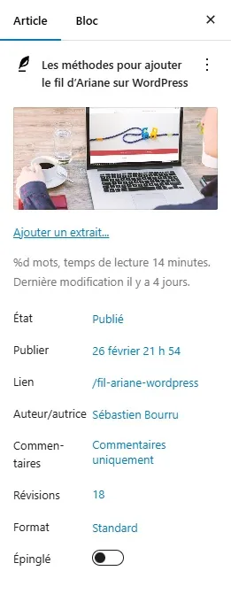 Slug Fil Ariane WordPress